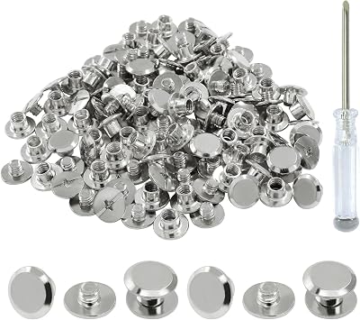 60 Sets Silver Chicago Screws, M5*4mm Leather Rivets Screw Rivets Buttons DIY Leather Trim Craft Bookbinding for Decorate Repair Belt Bag Shoes Purse