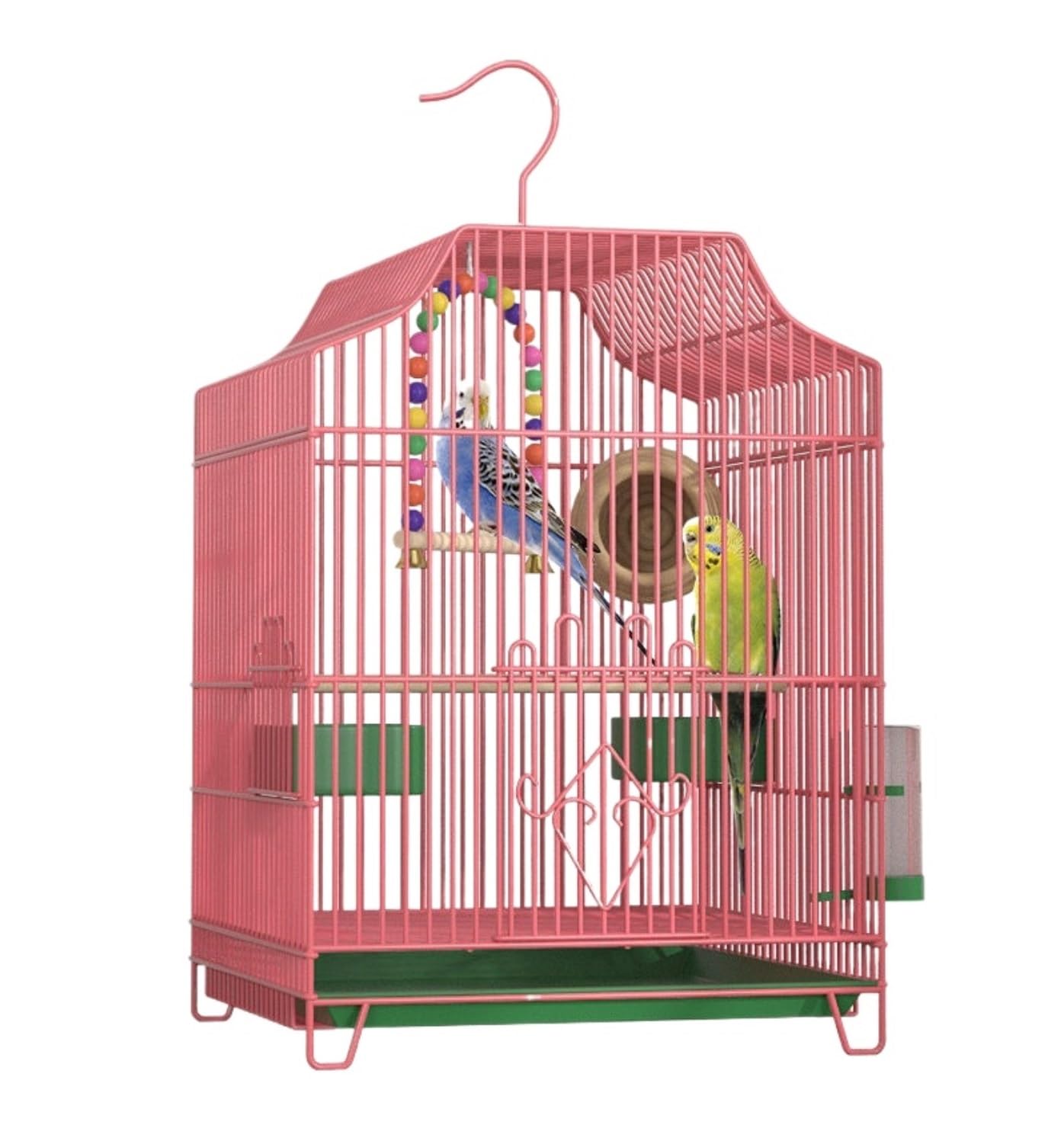 Klatka Na Ptaki Dla Ptaków Kanarków Klatka Dla Ptaków Metalowa Małych, Nimfa, Nierozłączka, Zięby(Pink)
