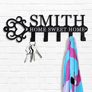 Personalized Wall Mounted Key Holder with Custom Name, Entryway Hooks Or...