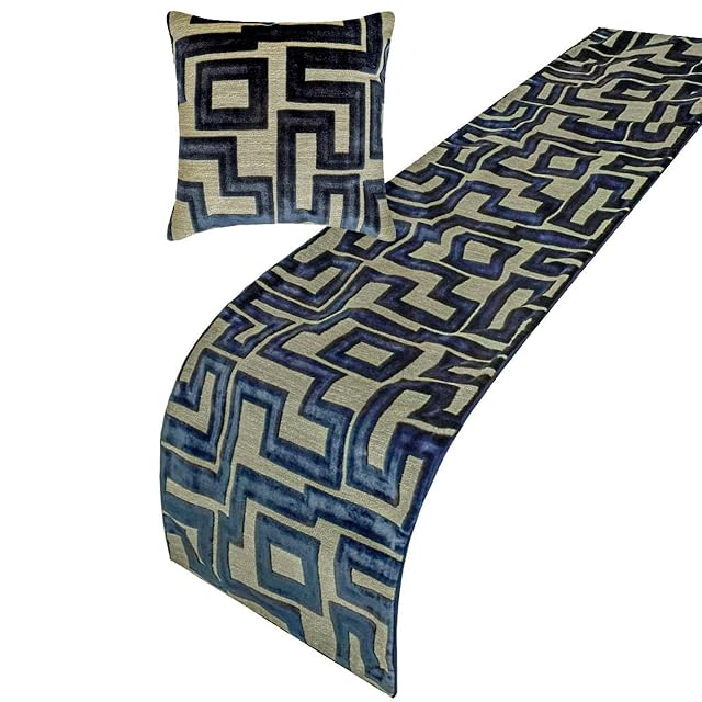 The HomeCentric Blue Bed Runner for King Queen Twin Velvet Decorative Bed Scarf 53x18 Bed Runner Without Pillow