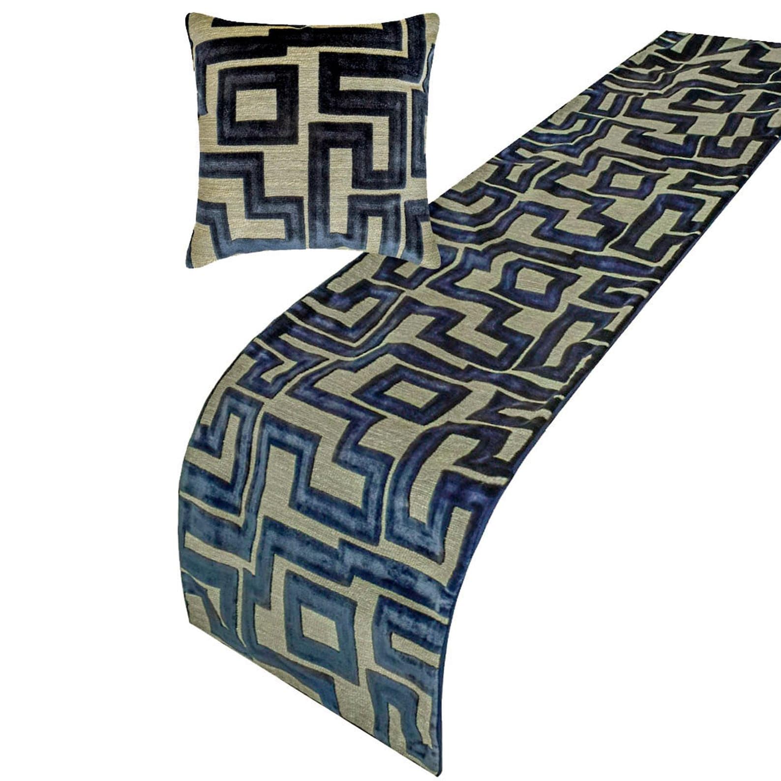 The HomeCentric Blue Bed Runner for King Queen Twin Velvet Decorative Bed Scarf 53x18 Bed Runner Without Pillow