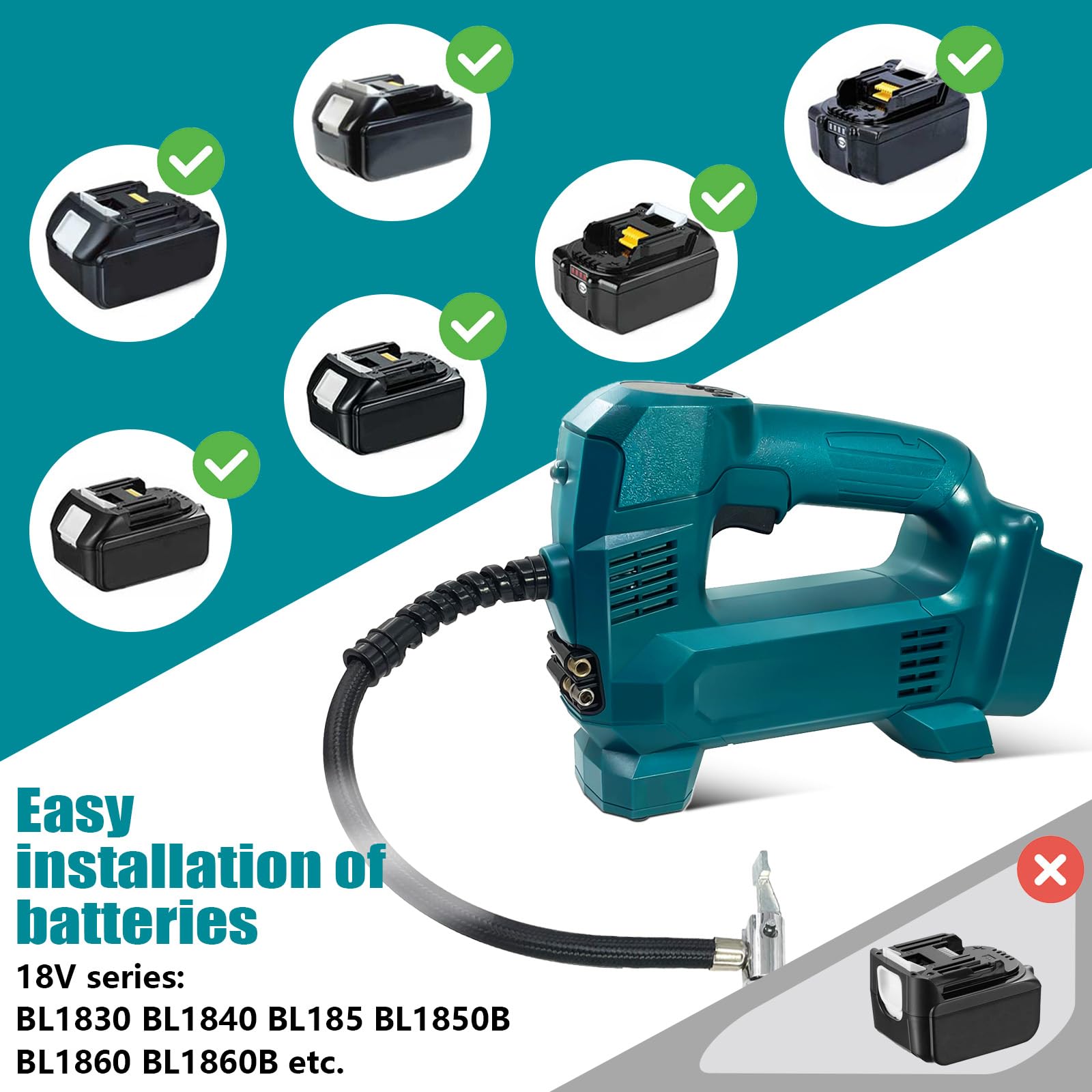 EID Akku Kompressor Wireless inflator für Makita 18V Akku,Elektrische Luftpumpe,150PSI tragbare Luftkompressor Reifenfüllmaschine/Kabellos Luftpumpe/Autopumpe/Fahrradpumpe mit LED Digitaler