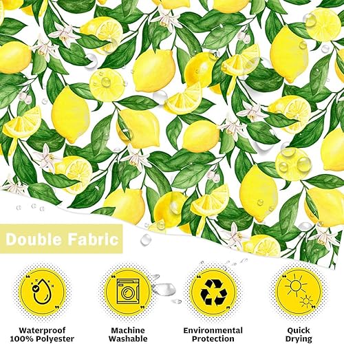 Miniatura 3 de Mocsicka Fruit Shower Curtain Lemon Shower Curtain with 12 Hooks Cute Colorful Bright Green Leaves Summer Lemon Bathroom Decor Waterproof Fabric