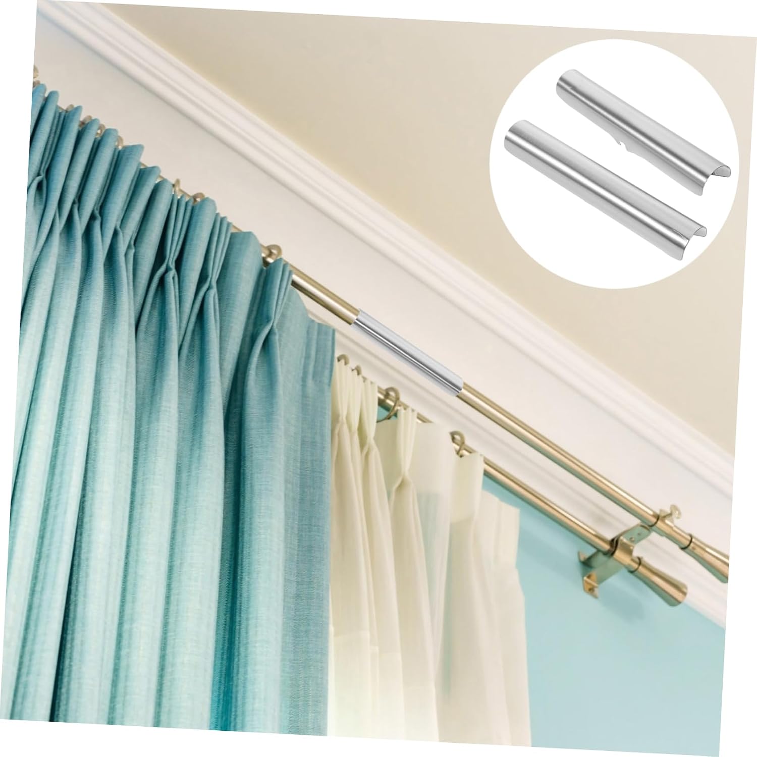 ORFOFE 10pcs Curtain Rod Joints Drapery Rod Connectors Easy to Install for Home Decor for Window Treatments and
