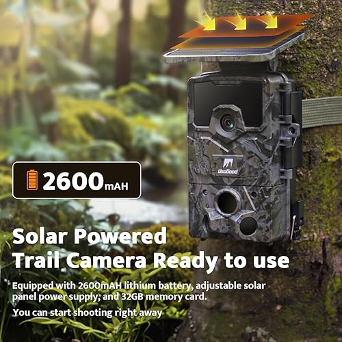 Miniatura 2 de usogood Cámara de rastreo 4k 48MP con energía solar, cámaras de juego con visión nocturna activada por movimiento, impermeable, cámara de caza con