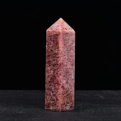Miniatura 2 de JIC Gem Torre de cristal rojo extra grande, torre de obelisco de cristal de fresa roja, torre de cuarzo para decoración de regalo, 2.2-2.8 libras