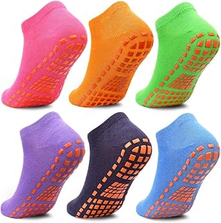 Calcetines de trampolín para niños, antideslizantes, 6 pares de calcetines de entrenamiento para niños y niñas, de 2 a 13 años