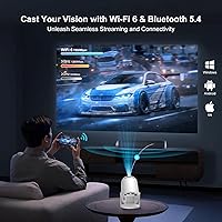 Vista 6 de [Proyector 4k/8K y Android 14.0] Mini proyector con Wifi y Bluetooth 5.4, aplicaciones integradas, Keystone automático, proyector inteligente