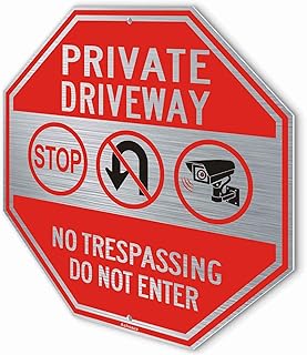 Aluminum Private Drive No Trespassing Sign, 12" x 12" Octagonal Private Property Sign Do Not Enter Reflective, UV Protected and Weatherproof, Easy to Mount, (1 Pack Private Driveway)