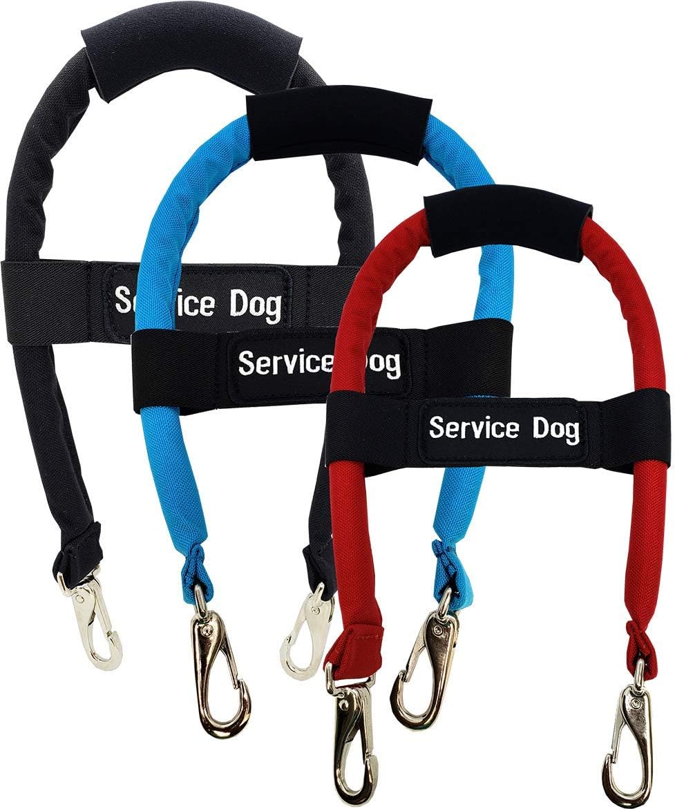ActiveDogs Bridge Handle for Service Dog Vest & Harnesses - Extra Padded Cordura 12" Handle with Neoprene Grip & Elastic Service Dog ID Patch Band - Blue