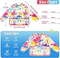 Vista 7 de WERNNSAI Bata de arte para niños impermeable con manga larga y 3 bolsillos de pintura