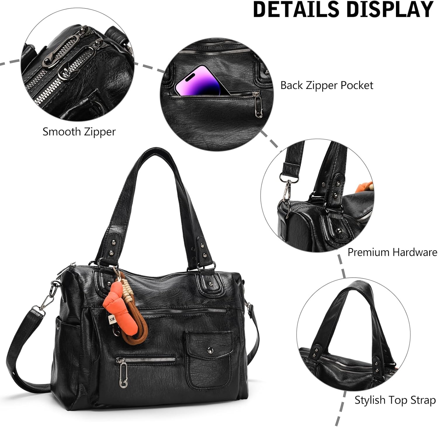 Satchel Bag for Women Leather Tote Bags Trendy Ladies Shoulder Bag Top Handle HandBag Crossbody Bags for Women - Image 6