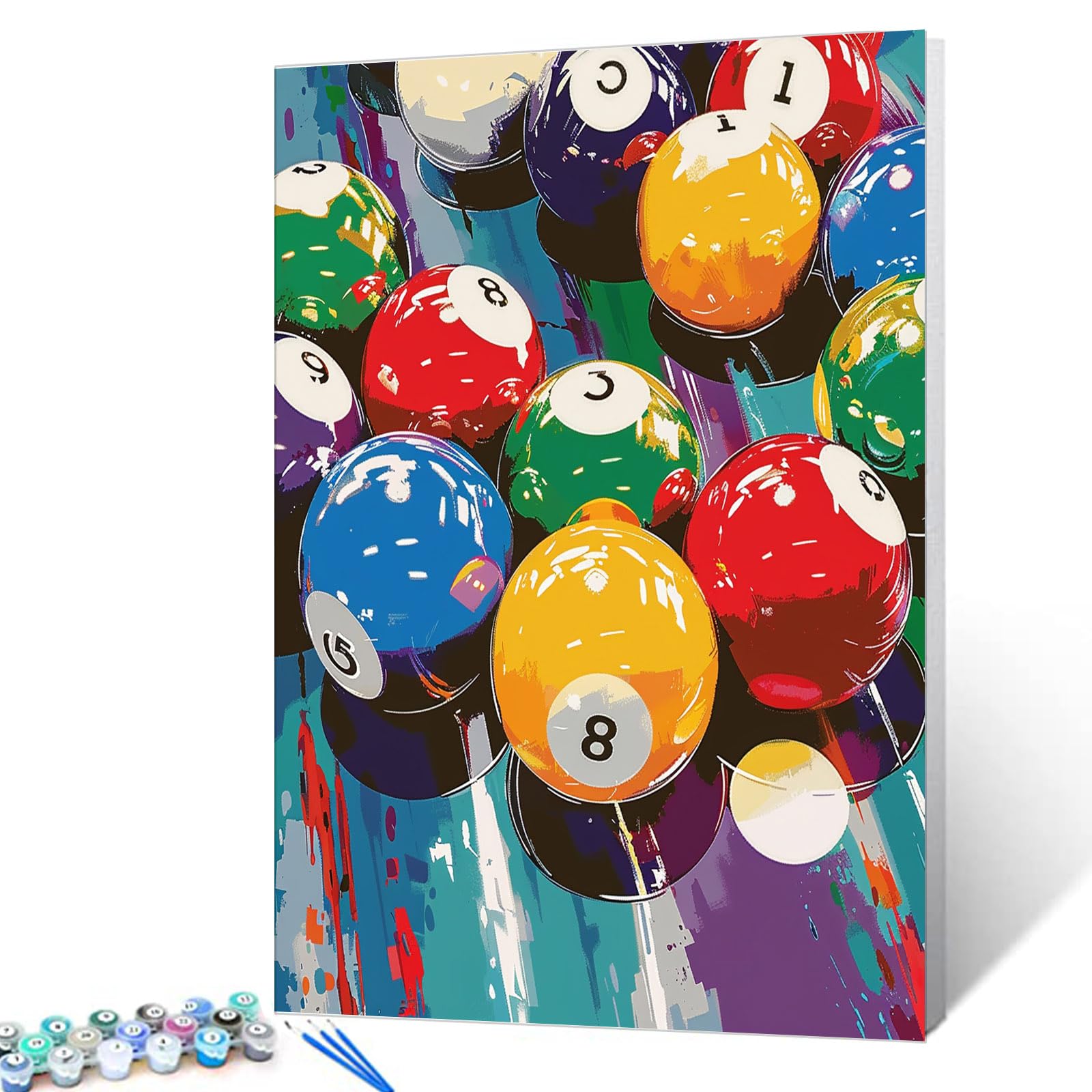 Graffitic Billiards Ball Paint by Numbers Kits for Adults Beginner Sports Pop Art Oil Paintwork American Snooker Digital Pictures 16"W x 20"H inch Home Decor Gift Art Craft (Frameless)
