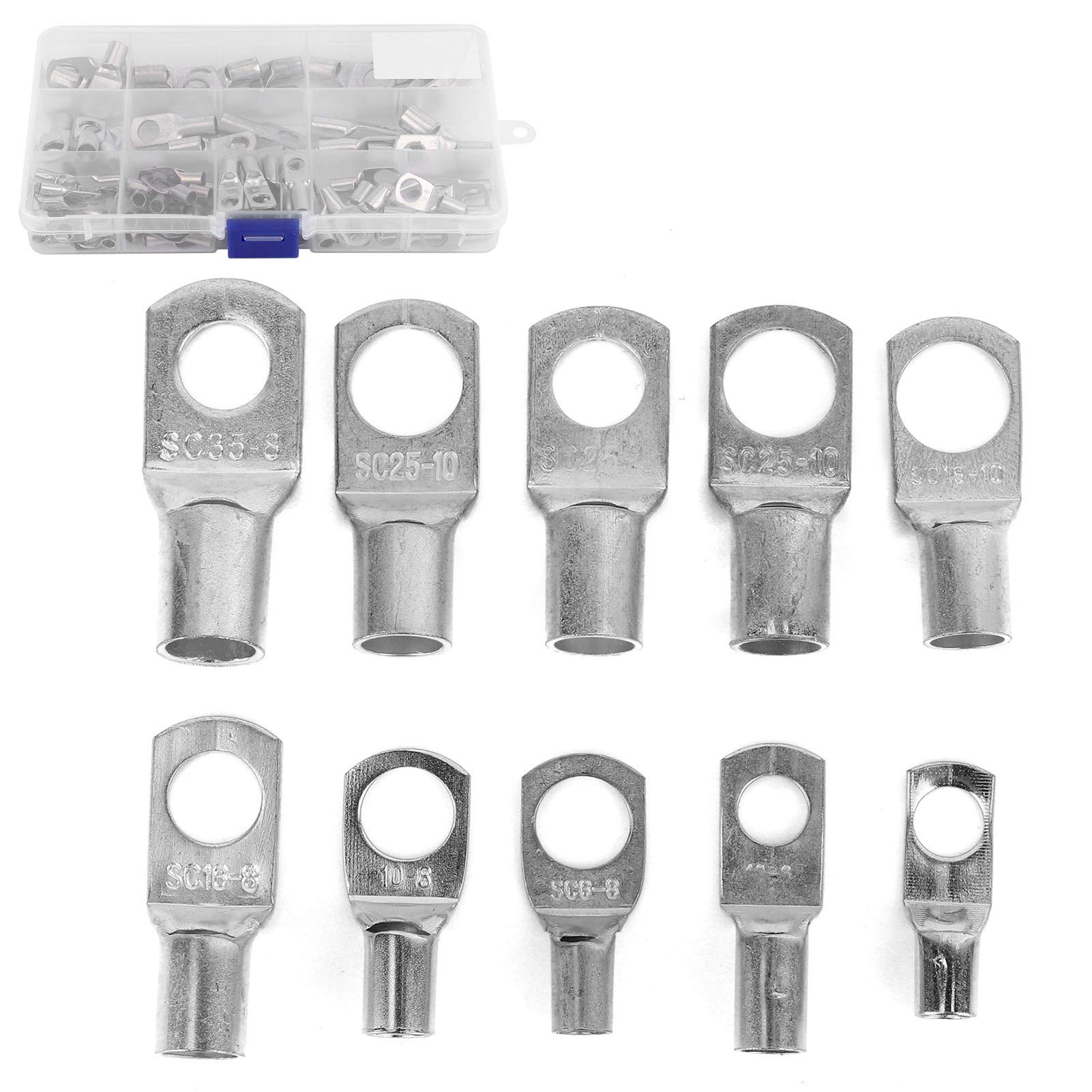 Terminali Di Filo Di Rame, 14-12 AWG OT2.5-6, Foro Di Bullone, Estremità Del Cavo Della Batteria, Occhielli Crimpatura Tubolare Anello, Terminali Connettori Argentati, 200 Pezzi - Foto 4