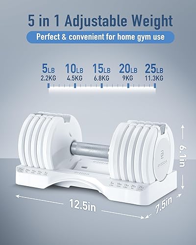 Miniatura 4 de BYZOOM FITNESS Mancuerna ajustable de 12.525 libras, juego de 2 unidades o una sola unidad, entrenamiento con pesas, fitness, ejercicio,