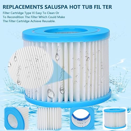 Miniatura 5 de Cartucho tipo , reemplazo de filtro de spa, Lay-Z-Spa, filtros para bañera de hidromasaje Coleman SaluSpa 90352E 58323, paquete de 6