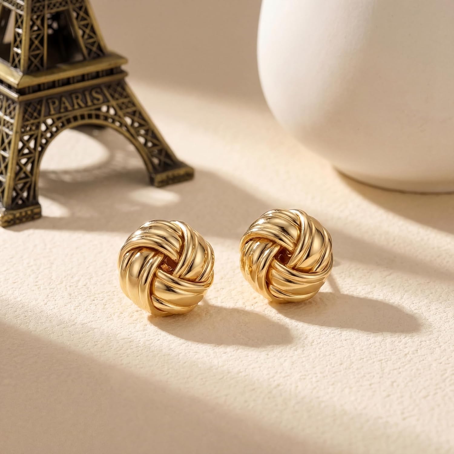 Gold Studs Earrings for Women 14K Gold Earrings for Women Gold Knot Stud Earring for Womens Studs Graceful Knot Stud Earring for Womens 10mm