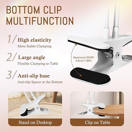 Miniatura 36 de AORAEM Lámpara LED UV para uñas: lámpara U V de cuello de cisne de doble cabeza para uñas de gel, luz LED de curación flash con 6 lupas para el Negro