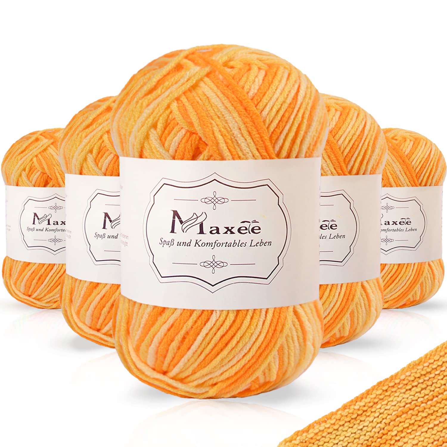 Maxee Handstrickgarn, 50 g Häkelgarn, Bunt Farbverlauf Acrylgarn zum Stricken, Weicher Wolle zum Häkeln, Mehrfarbiges Garn zum Stricken Häkeln und Basteln