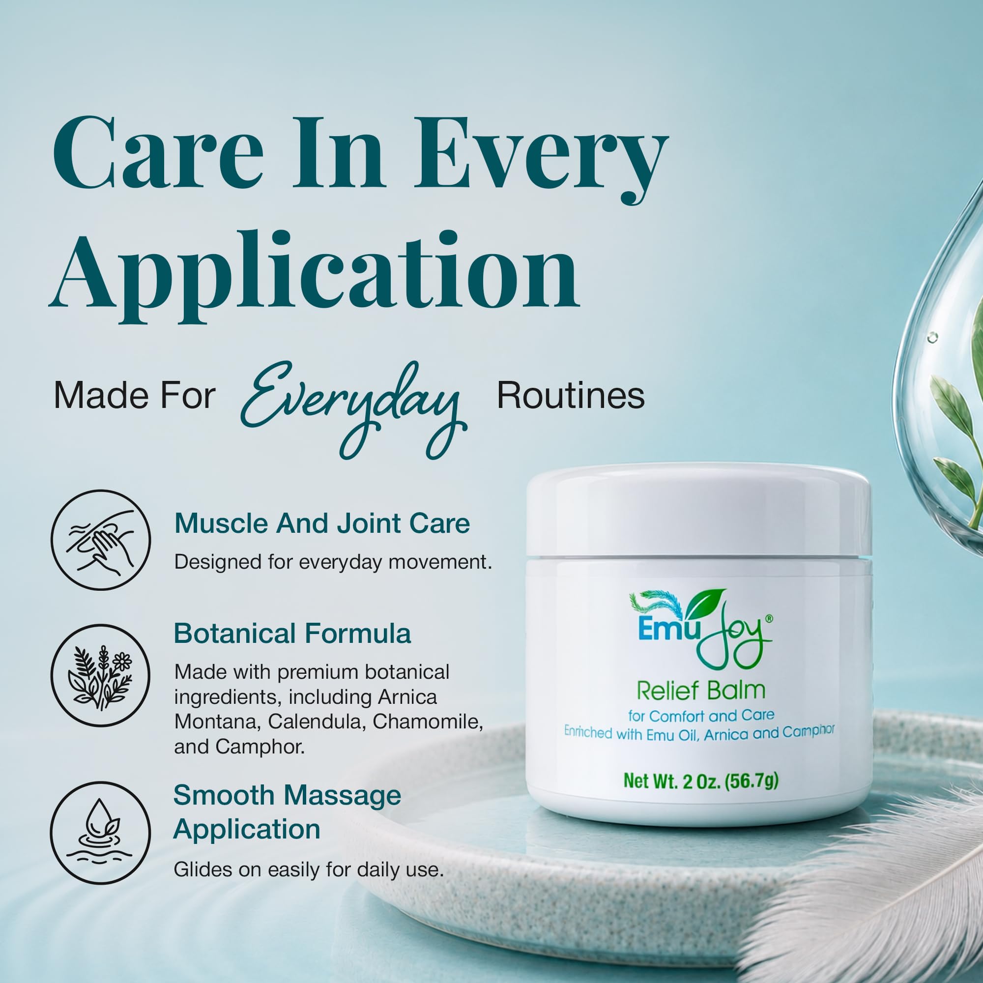 Emu Oil Muscle & Joint Comfort Balm - Arnica Camphor Botanical Blend - 2 oz — Amazon image 4