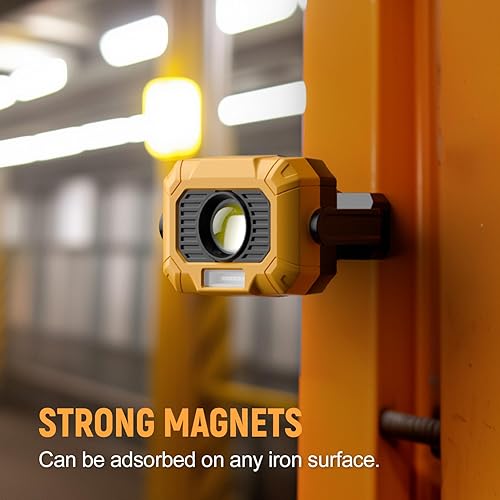 Miniatura 7 de Adelante Paquete de 2 luces de trabajo magnéticas recargables, luz de trabajo LED de 1500 lúmenes, soporte giratorio de 360, 3 temperaturas de