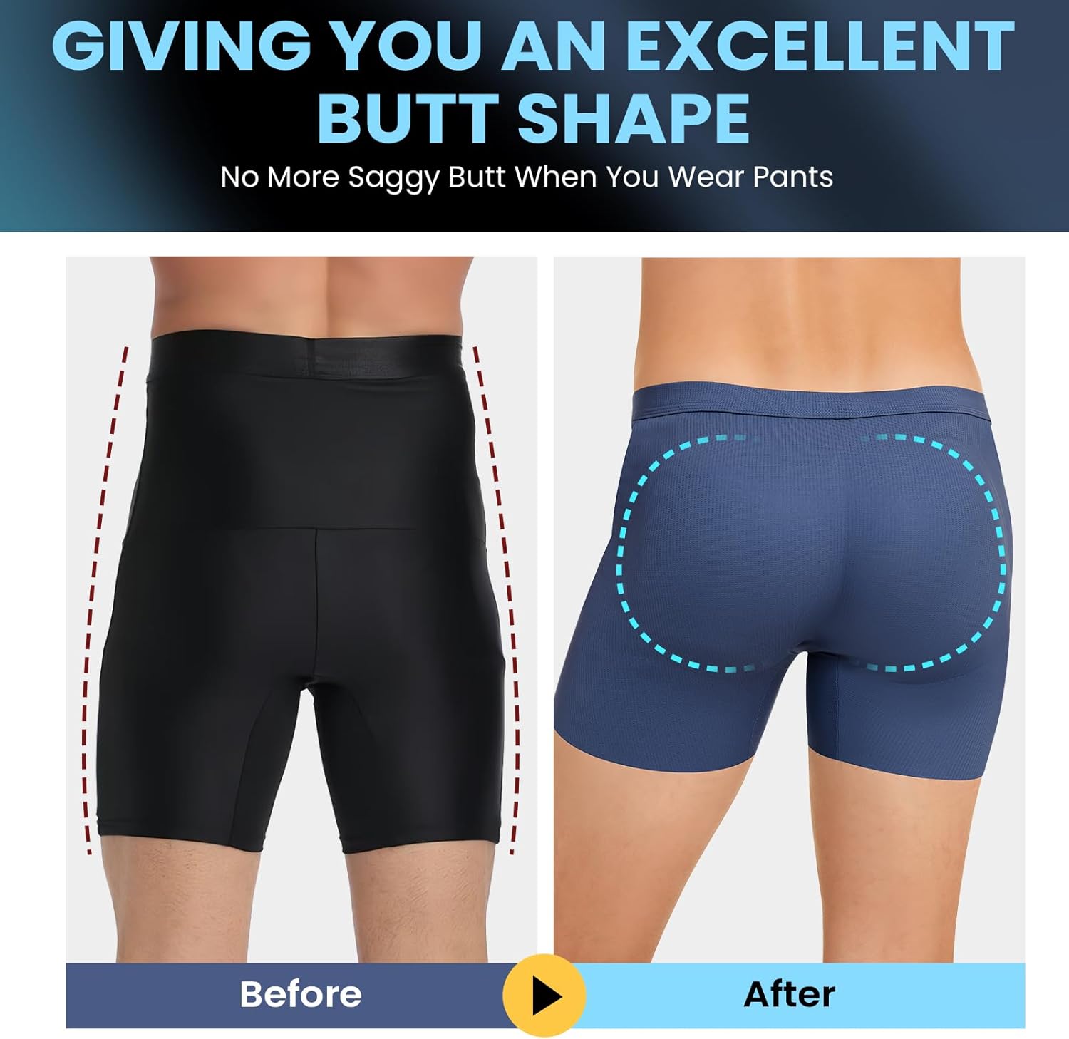 Men's Padded Underwear Boxer Briefs Tummy Control Body Shaper Shapewear Enhance Butt Lifter - Image 3