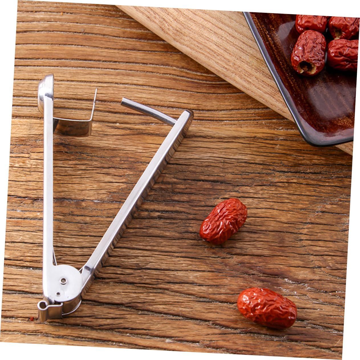 SHOWERORO Date Pit Remover Stainless Steel Red Date Corer and Cherry Pitter Tool for Quick Fruit Core Removal 5.70 inch Handheld Kitchen Gadget for Baking and Cooking