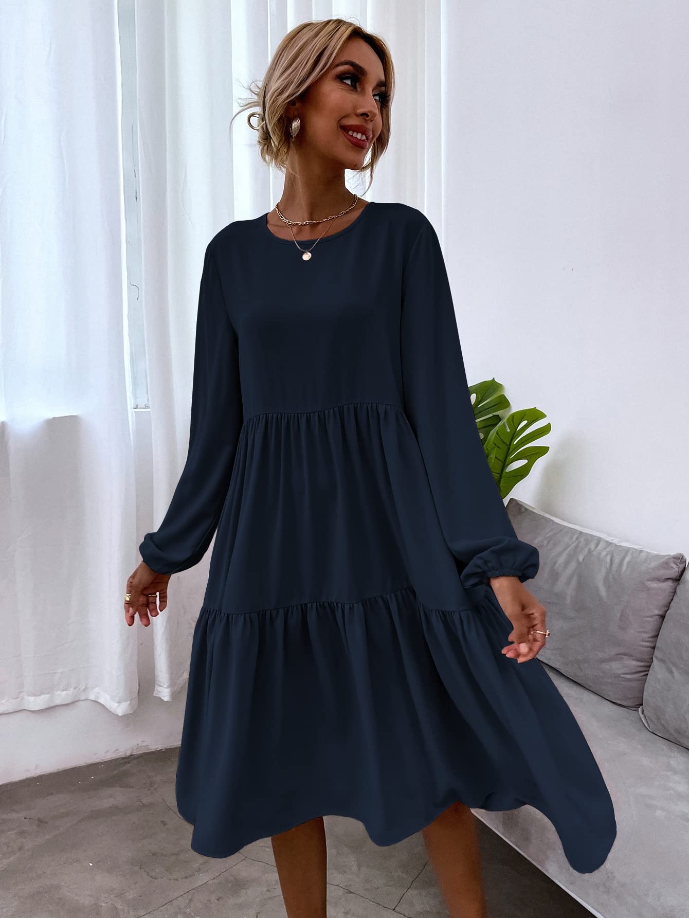 navy blue smock dress Angel Sleeve Sandy Smocked Dress main image 1