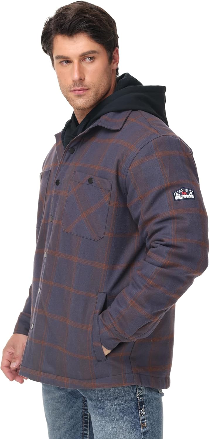 FR Jacket for Men Waterproof Insulated Active Jacket Flame-Resistant Hoodie for Men Detachable Hood FR Sweatshirts - Image 2