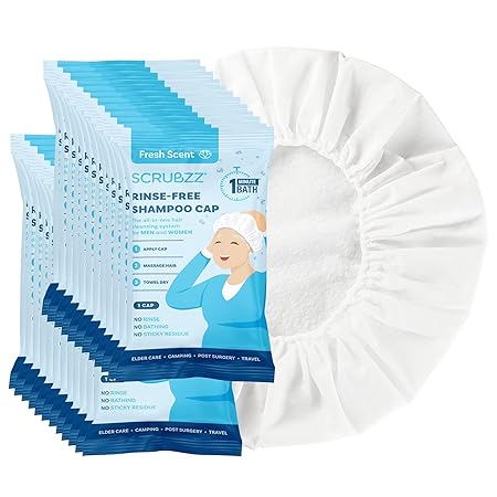 Scrubzz rinse free shampoo caps premoistened for no-rinse hair cleansing
