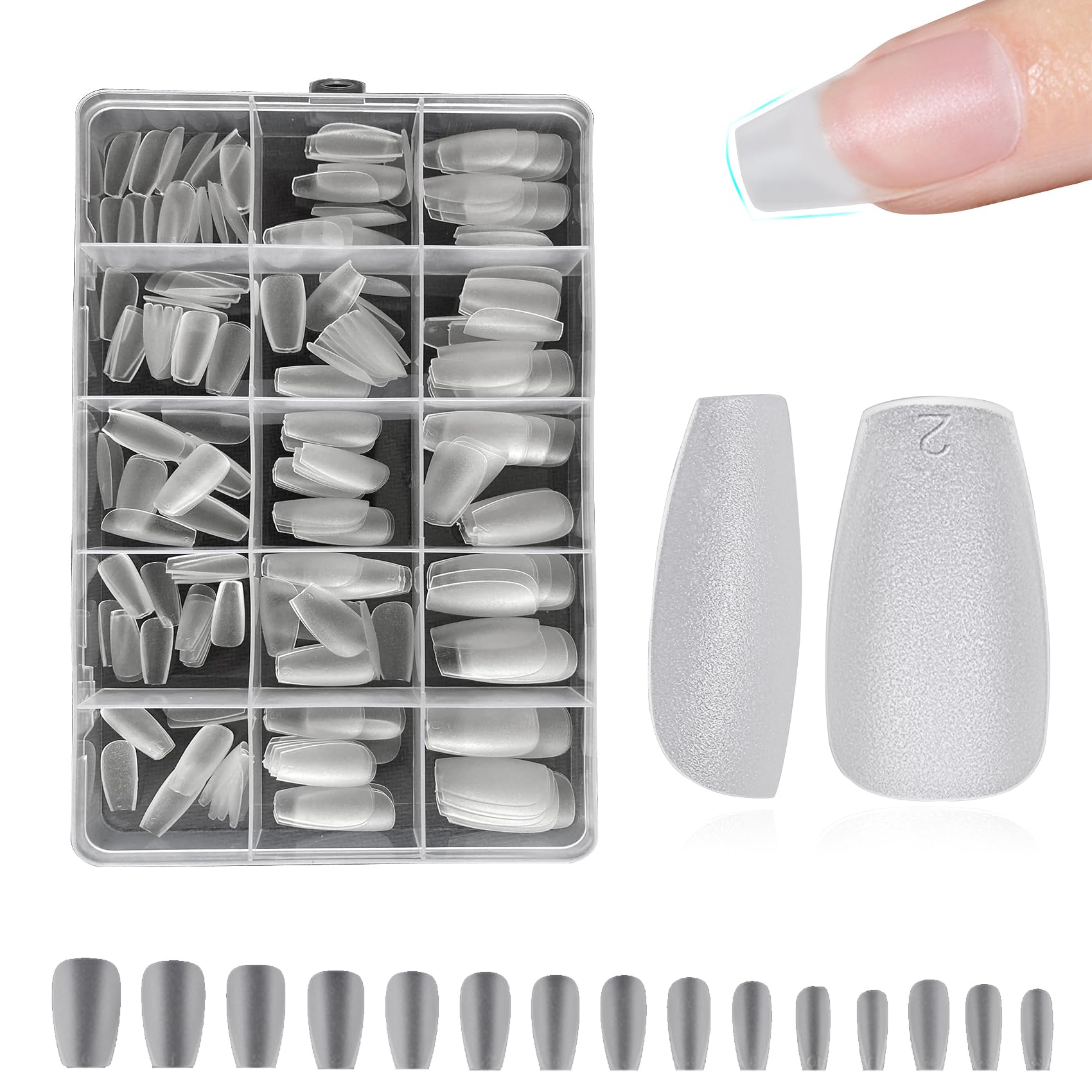 Short Nails Tips, Upgraded Matte Full Cover Soft Gel Nail Tips No Filed
