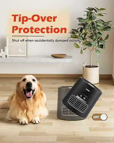 Miniatura 6 de CUSIMAX Calentador de espacio, calentador eléctrico portátil para uso en interiores con termostato, calentador pequeño y ventilador de escritorio,