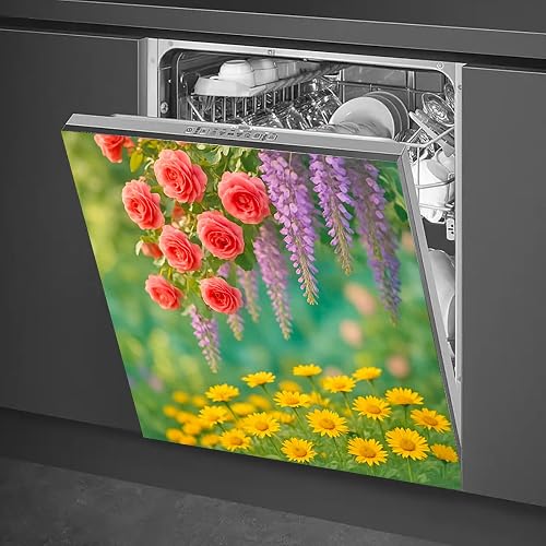 HOMETITUTE Dishwasher Magnet Cover 23x26 Inch Floral Wisteria Pattern