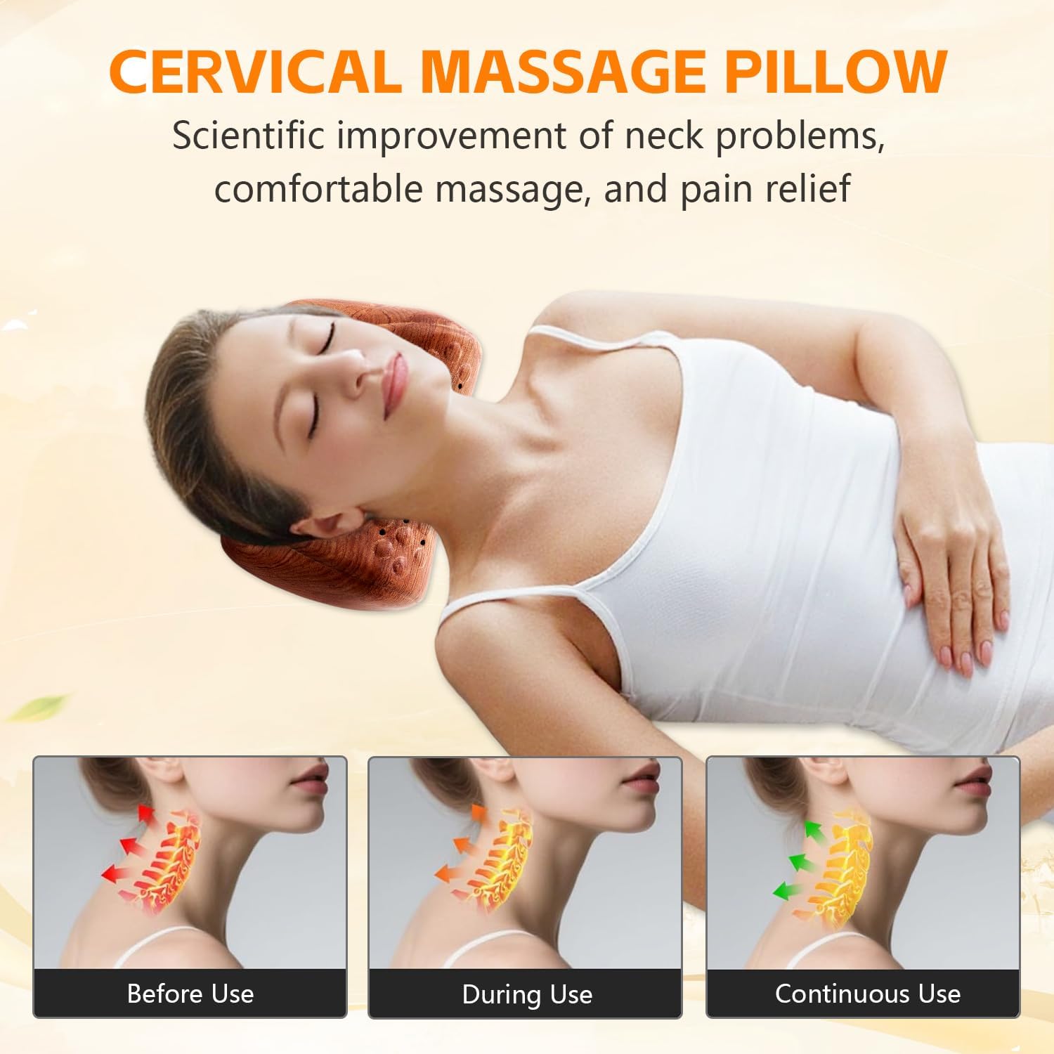 Neck Hump Corrector & Cervical Alignment Pillow - Wooden Acupressure Massager for Neck Pain, Stiffness, TMJ Relief and Spine Alignment, Ergonomic Rosewood Design for 10-Minute Daily Use