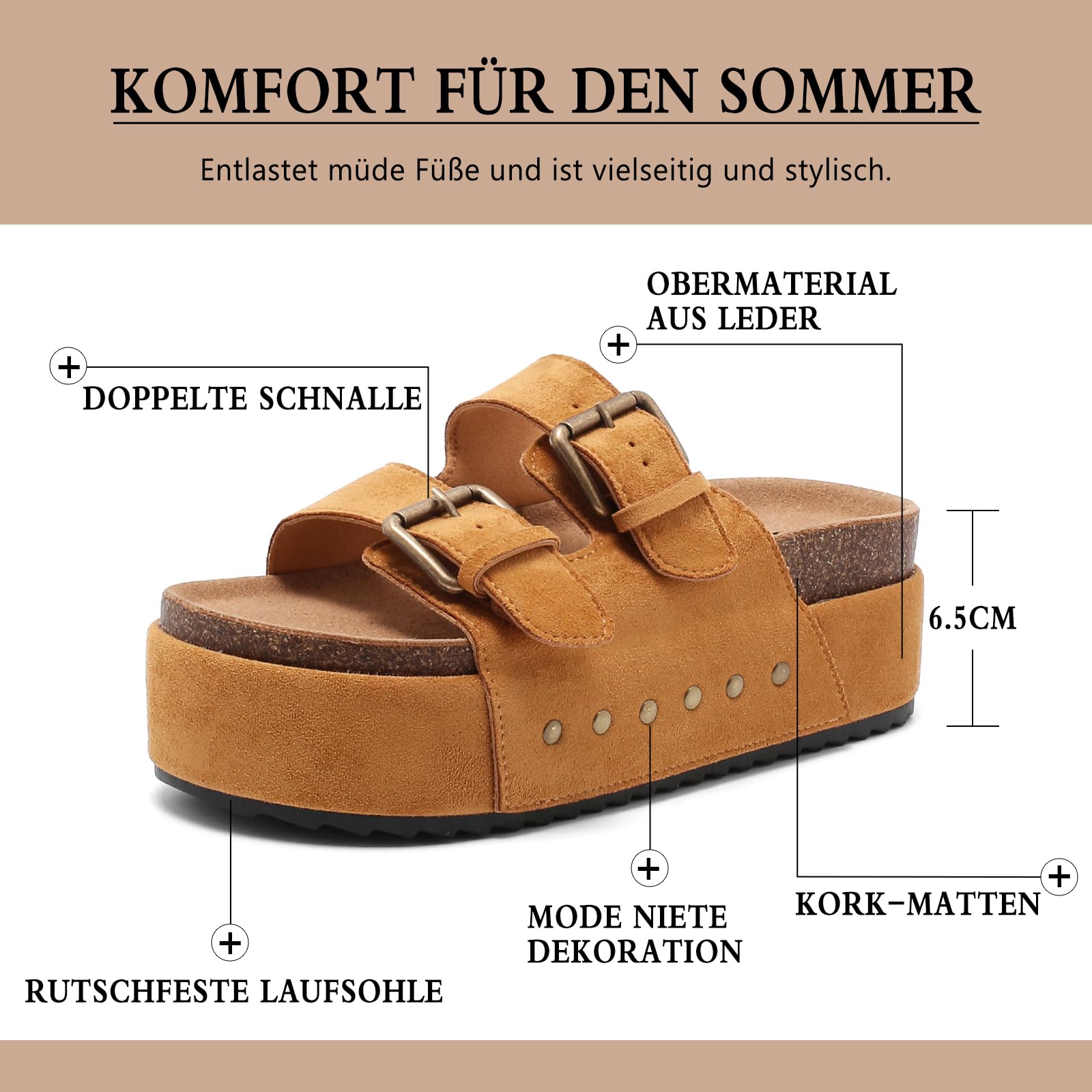 Plateforme Sandales Femme Mules Réglables Boucle Pantoufles Sabots Clogs Tendance Bout Ouvert Été En Léger Semelle Épaisse Amorti Soft Claquettes Confortable Piscine Plage Maison Sliders