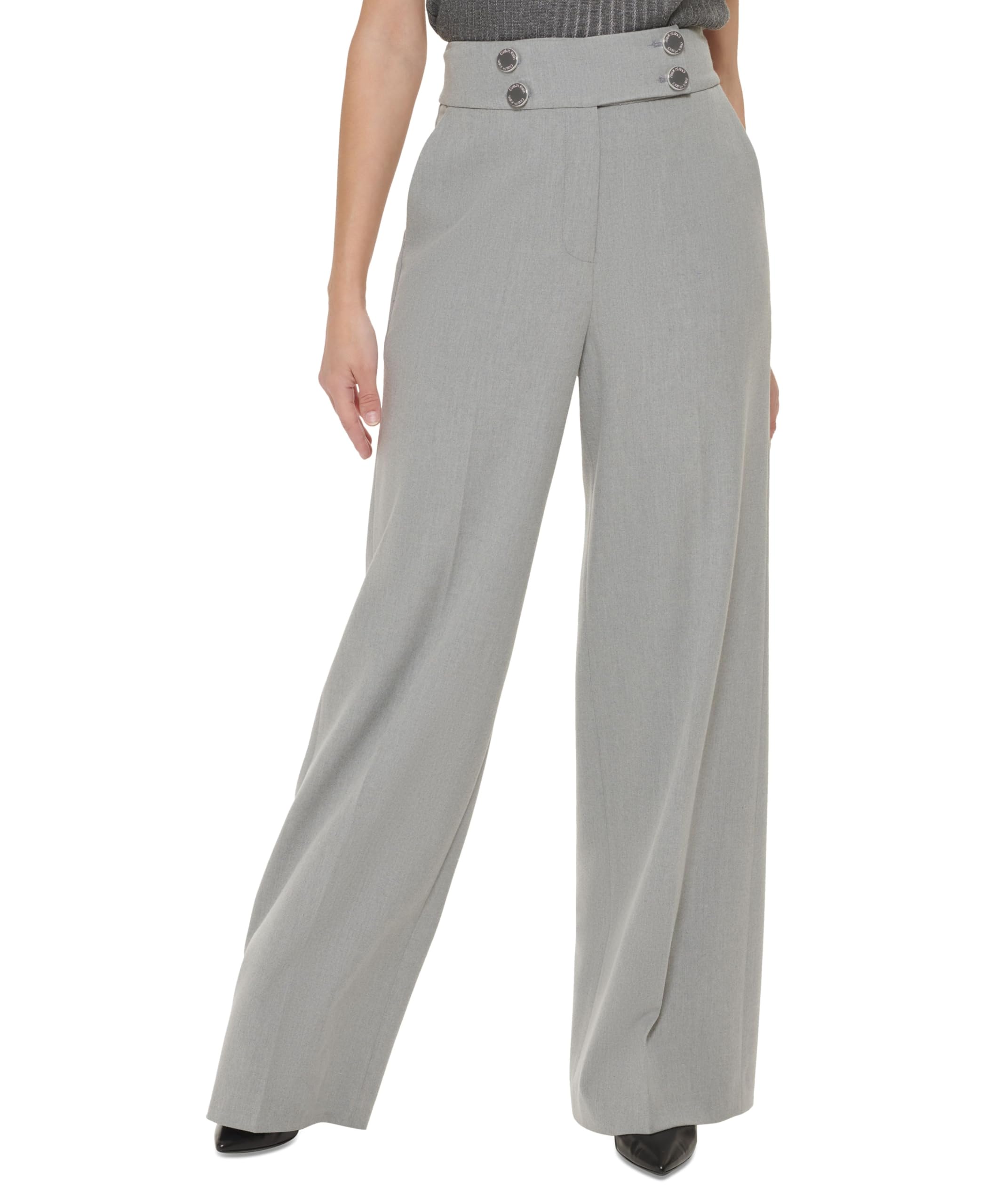 Calvin Klein Womens High-Waist Wide Leg Pants Gray 6