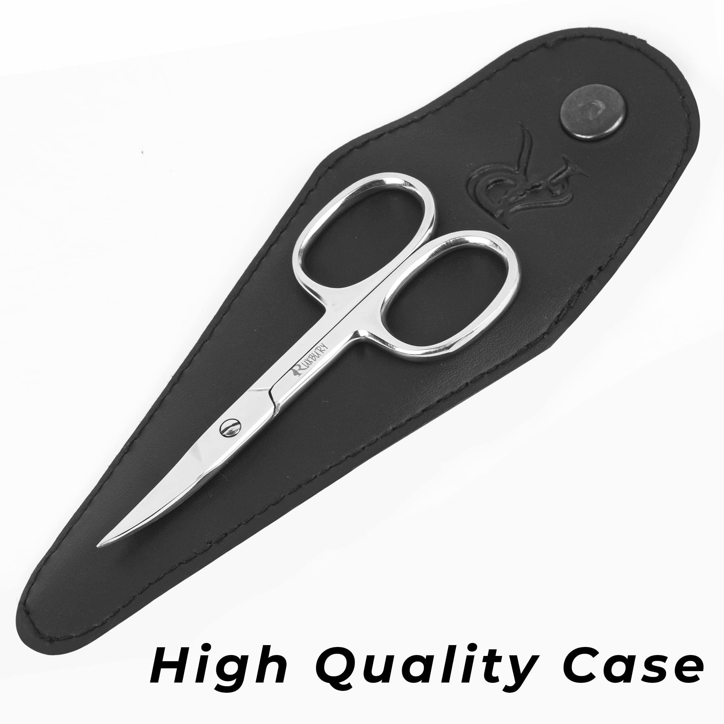 Ruxbury Nagelschere Gebogen, Edelstahl – Mit Ledertasche – Für Fingernägel, Nagelhaut & Mehr