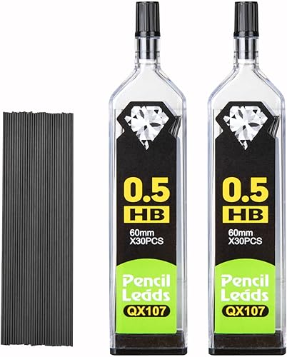 WQR Recambio de minas para lápices mecánicos, repuestos de plomo HB de 0.020 in para lápices, 60 unidades