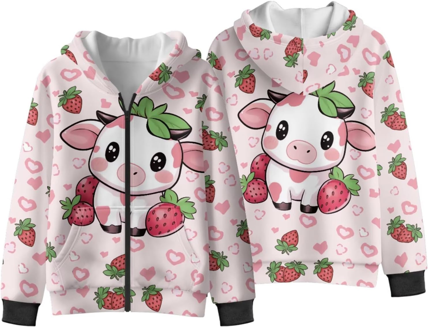 Girls Zip-Up Hooded Sweatshirt Warm Fleece Jacket Hoodie with Pocket for Kids Running Hiking 6-16T