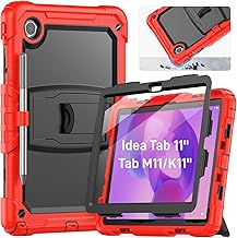 HXCASEAC for Lenovo Idea Tab 11 Case, Tab M11 / K11 Case (TB336FU/TB330FU), Shockproof Design | Screen Protector | Built-in Stand | Pen Holder, Lenovo Idea Tab 11 / M11 Tablet Cover Kids - Red