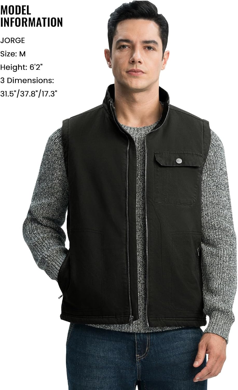 Rdruko Men's Winter Vest Outerwear Sherpa Lined Fleece Warm Cotton Work Casual Vest