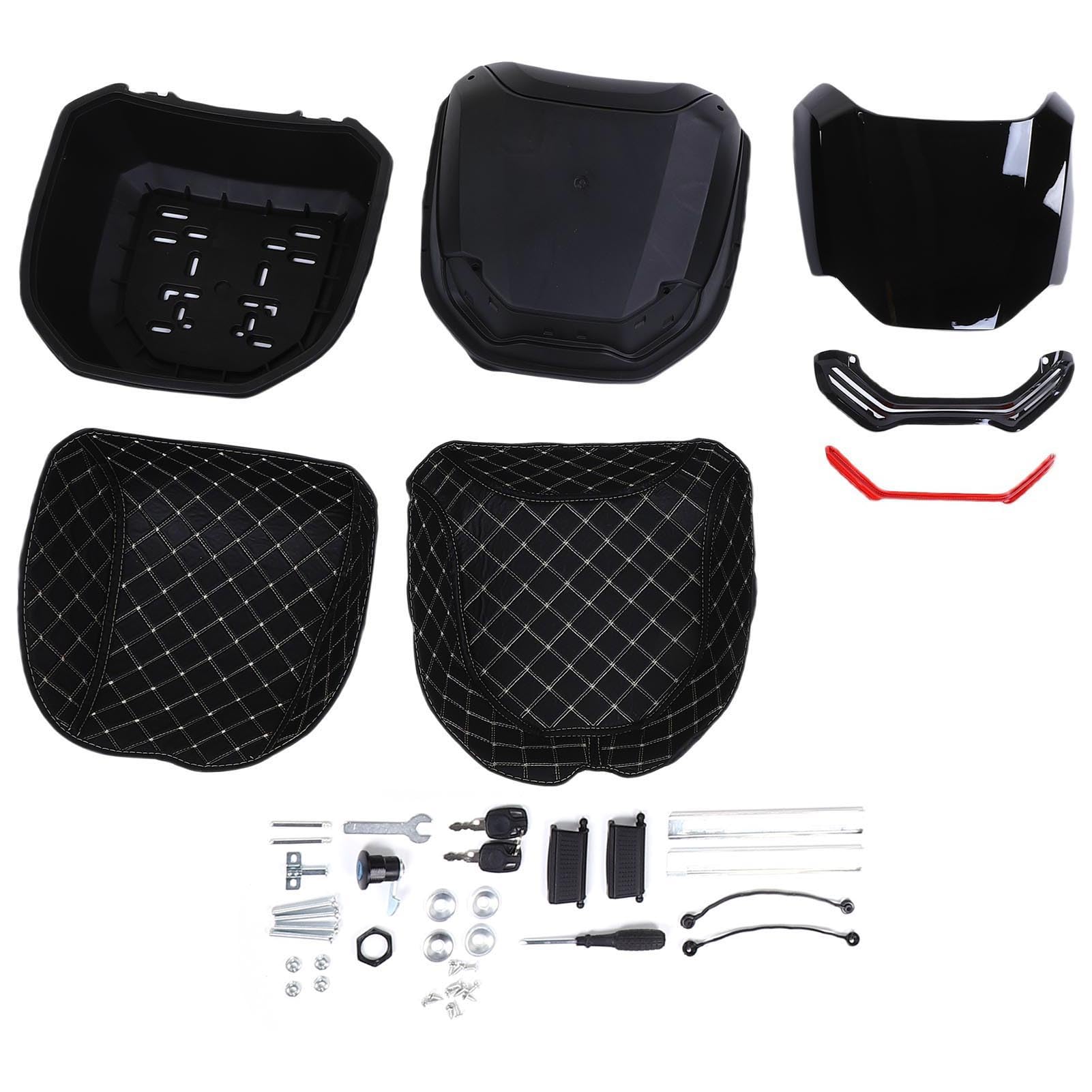 Cuifati Bauletto Moto da 32 Litri, Bauletto Posteriore in Plastica Impermeabile con Chiusura a Chiave con Schienale Sagomato, Universale per Moto per Bagagli Casco, Portapacchi Posteriore per