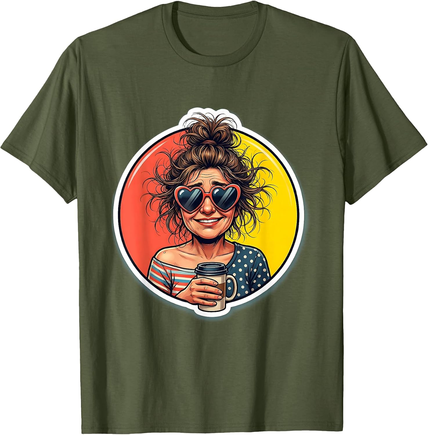 Funny Disheveled Mom Mismatched Shoes Sunglasses T-Shirt