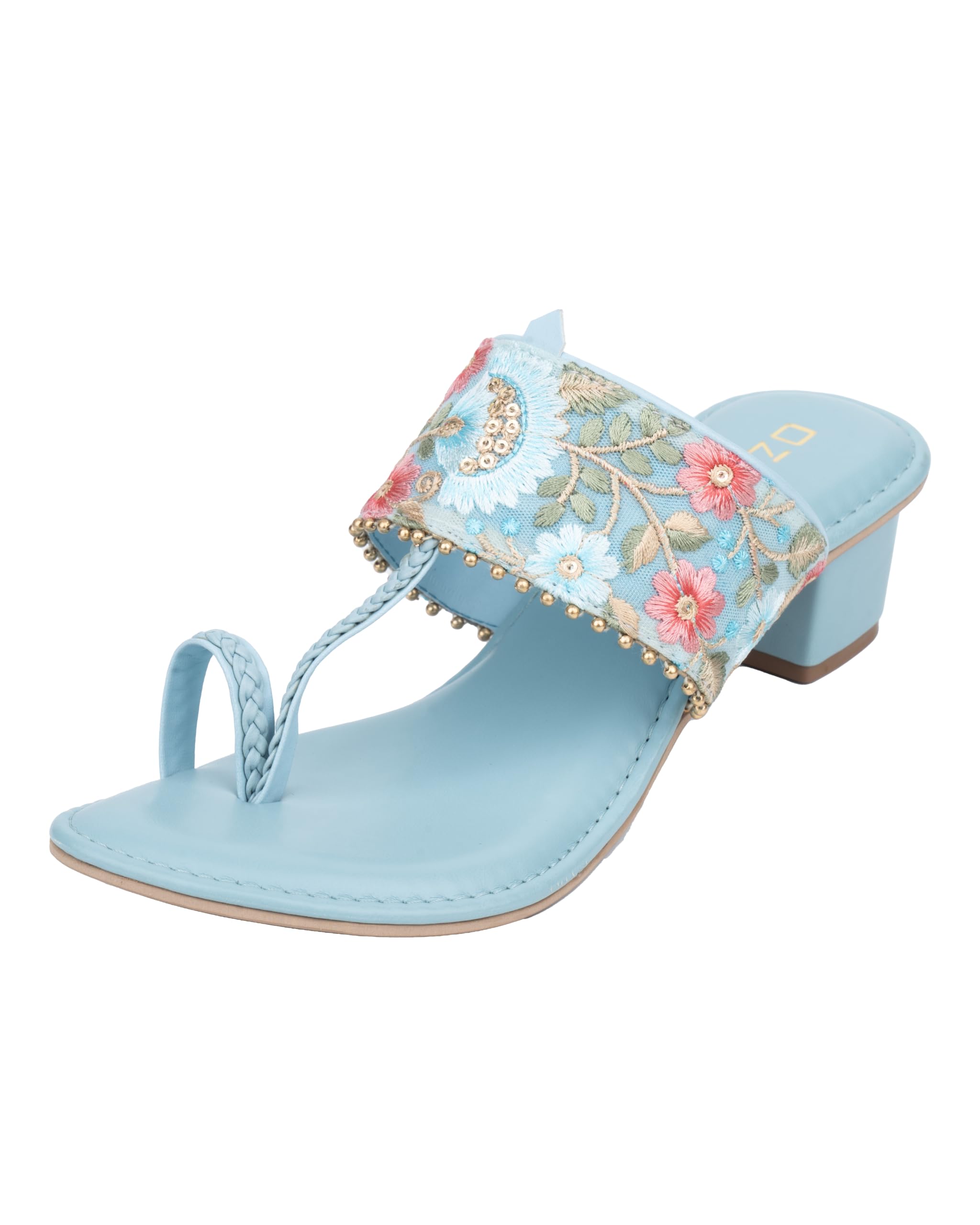 OZURI Womens Embroidered Ethnic One Toe Slip On Sandals - (11801) (LIGHT BLUE, 4) (B0CTTV869M) Amazon Price History, Amazon Price Tracker