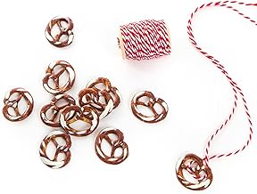 Logbuch-Verlag 24 kleine Brezeln mit Kordel rot weiß bayerische Dekoration Breze Deko Oktoberfest Tischdeko Trachtenschmuck basteln
