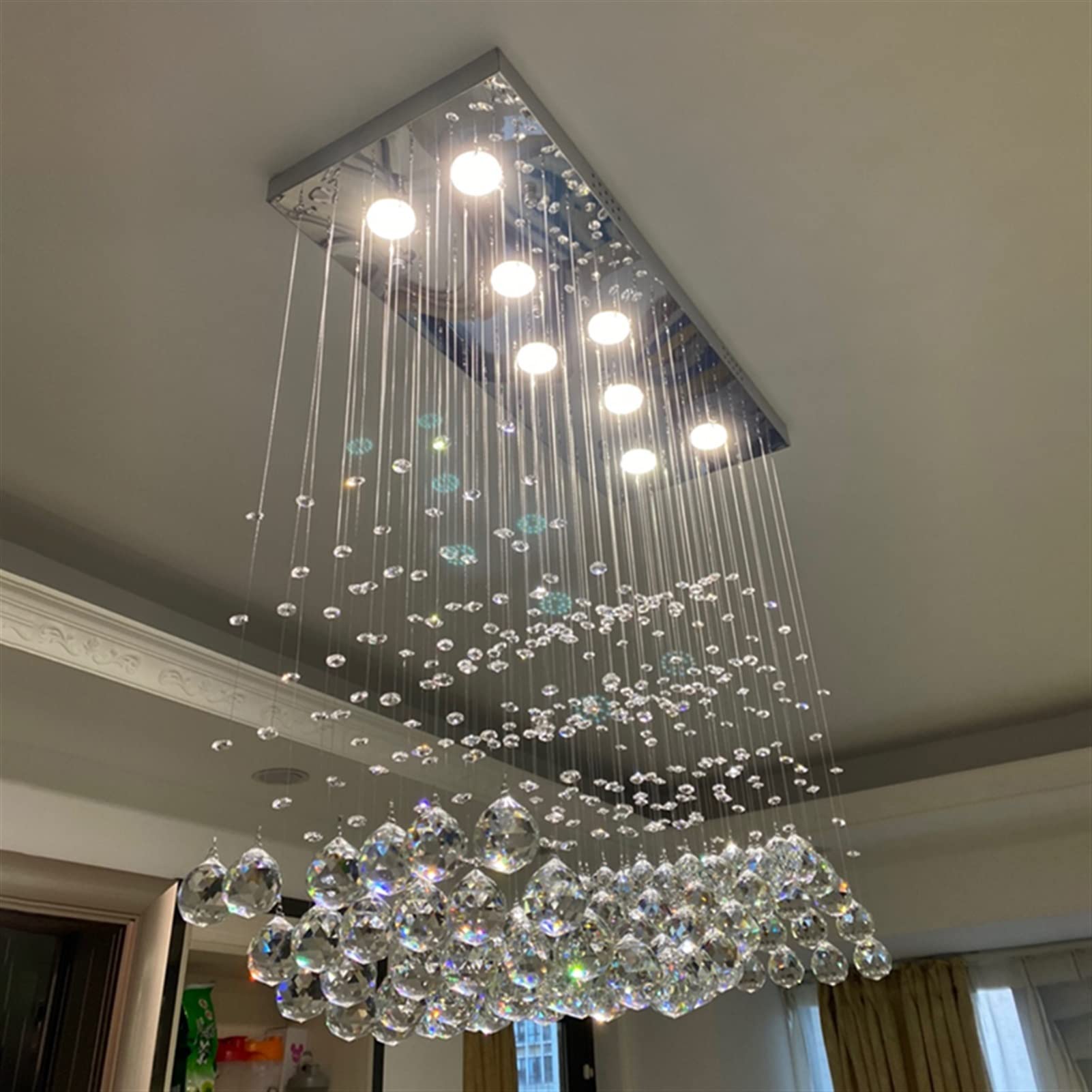 Machine Modern LED Rectangle Living Room K9 Crystal Chandeliers
