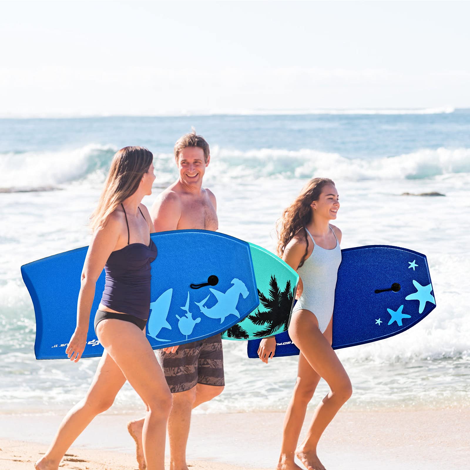 RELAX4LIFE Schwimmbrett tragbar, Schwimmboard mit Halteleine, Rutschfestes Surfbrett für Kinder & Erwachsene, Hohe Belastbarkeit, Bodyboard Shortboard, XPE HDPE