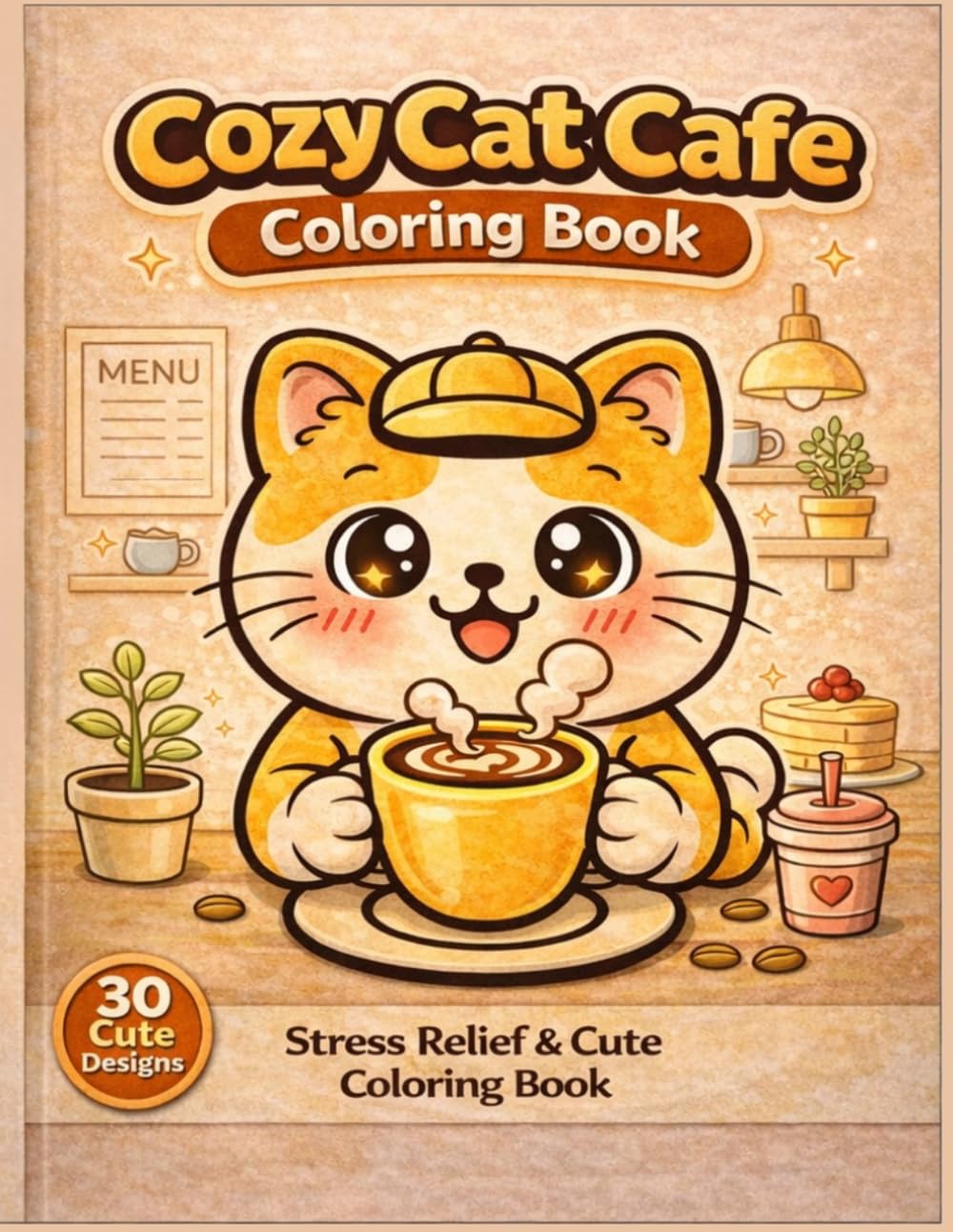 Cozy Cat Cafe Coloring Book: Cute Cats Enjoying Coffee and Sweet Desserts (Cozy Cat Series)