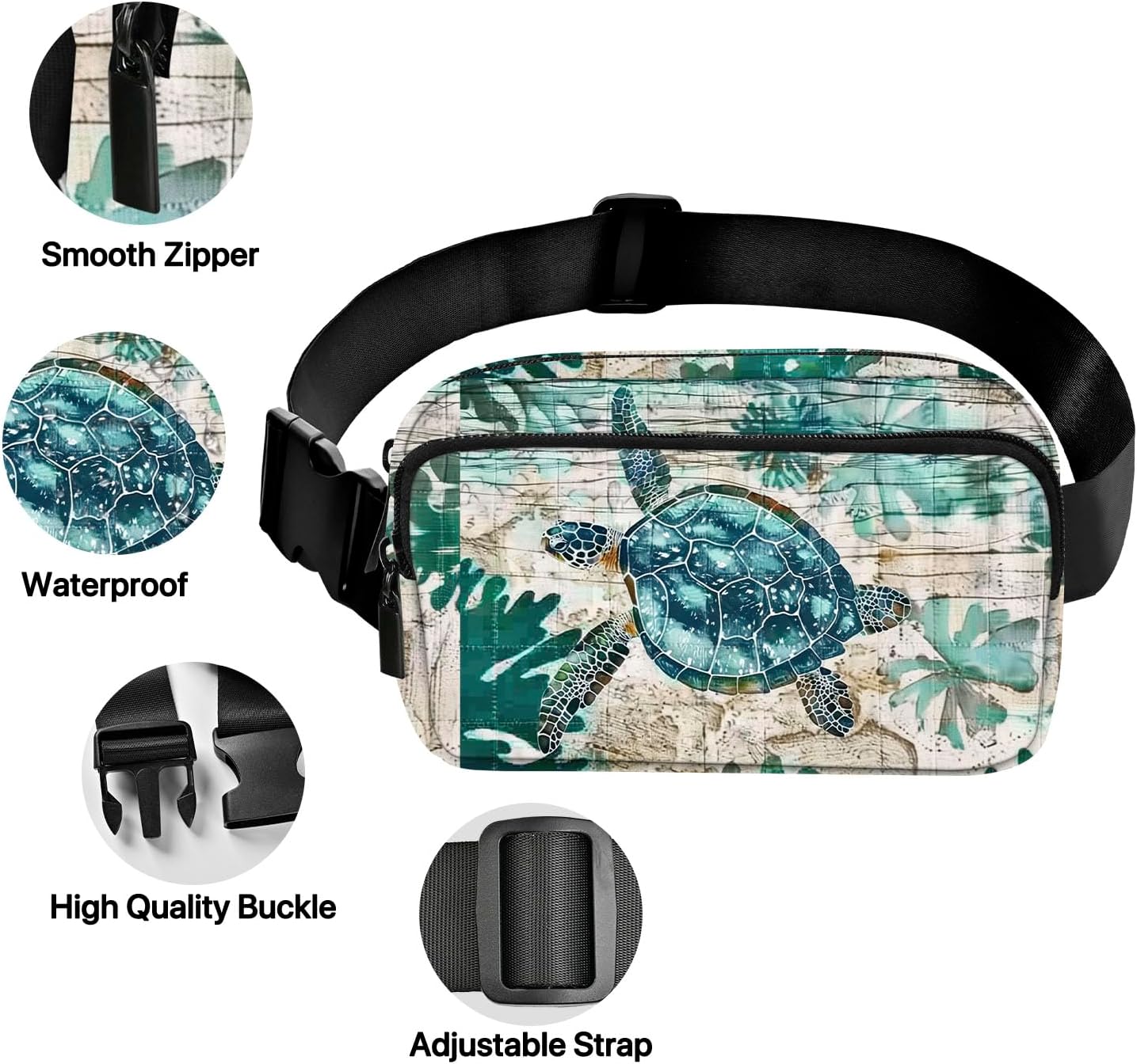 Sea Turtle Fanny Pack for Women Belt Bag Casual Waist Bags for Running Workout Hiking Traveling - Image 5