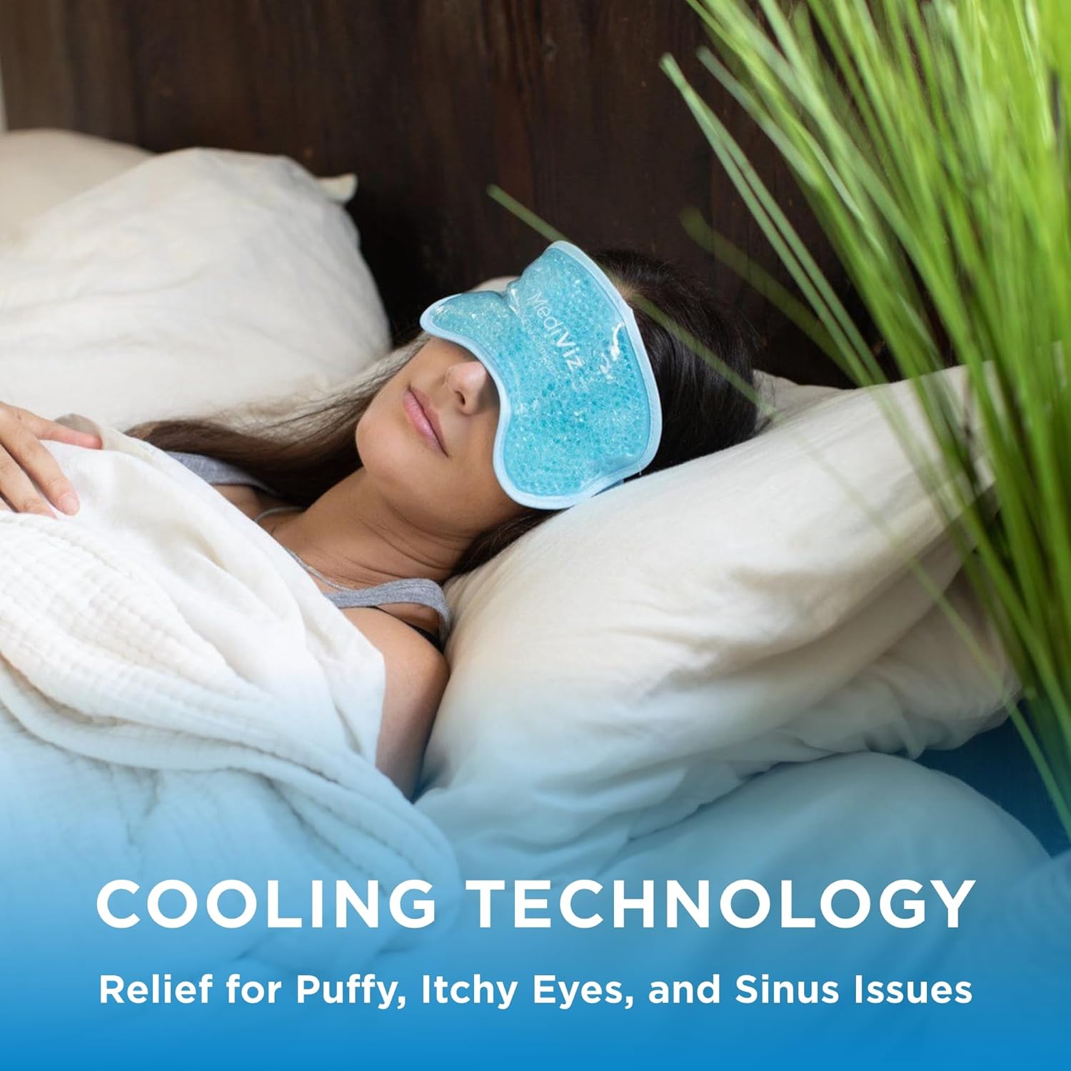 Cooling Gel Eye Mask - Cold Eye Mask for Relief from Puffy Eyes, Allergies and Headaches - Adjustable for Personalized Comfort - Reusable Mask, Blue